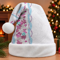 Monstera Tiare Plumeria Christmas Santa Hat Pink Polynesian Pattern LT01 Without Fur Pink - Polynesian Pride