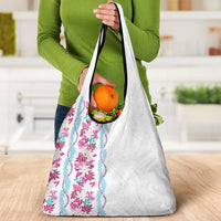 Monstera Tiare Plumeria Grocery Bag Pink Polynesian Pattern LT01 - Polynesian Pride