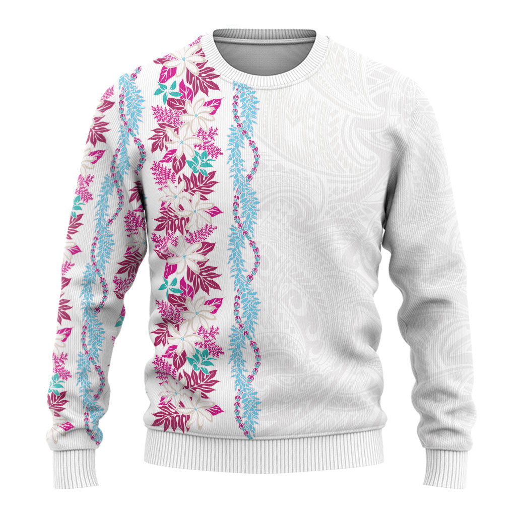 Monstera Tiare Plumeria Ugly Christmas Sweater Pink Polynesian Pattern LT01 - Polynesian Pride