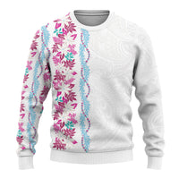 Monstera Tiare Plumeria Ugly Christmas Sweater Pink Polynesian Pattern LT01 - Polynesian Pride