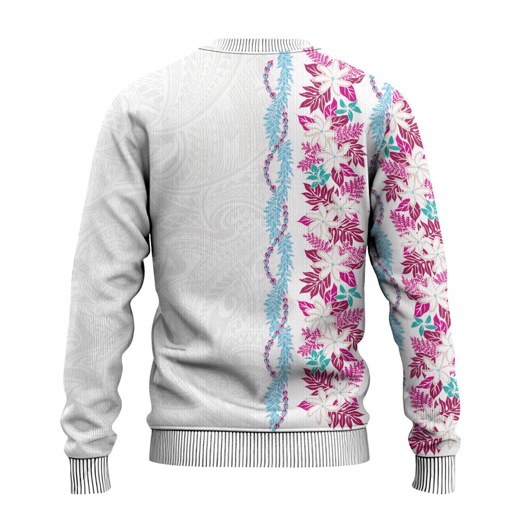 Monstera Tiare Plumeria Ugly Christmas Sweater Pink Polynesian Pattern LT01 - Polynesian Pride