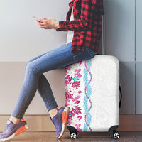 Monstera Tiare Plumeria Luggage Cover Pink Polynesian Pattern LT01 - Polynesian Pride