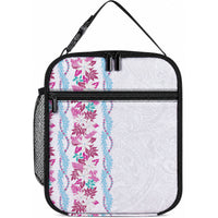 Monstera Tiare Plumeria Lunch Bag Pink Polynesian Pattern LT01 10.2 × 8.3 × 4.3 inch Pink - Polynesian Pride