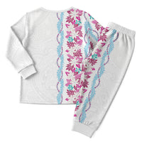 Monstera Tiare Plumeria Christmas Pajama Set Pink Polynesian Pattern LT01 - Polynesian Pride