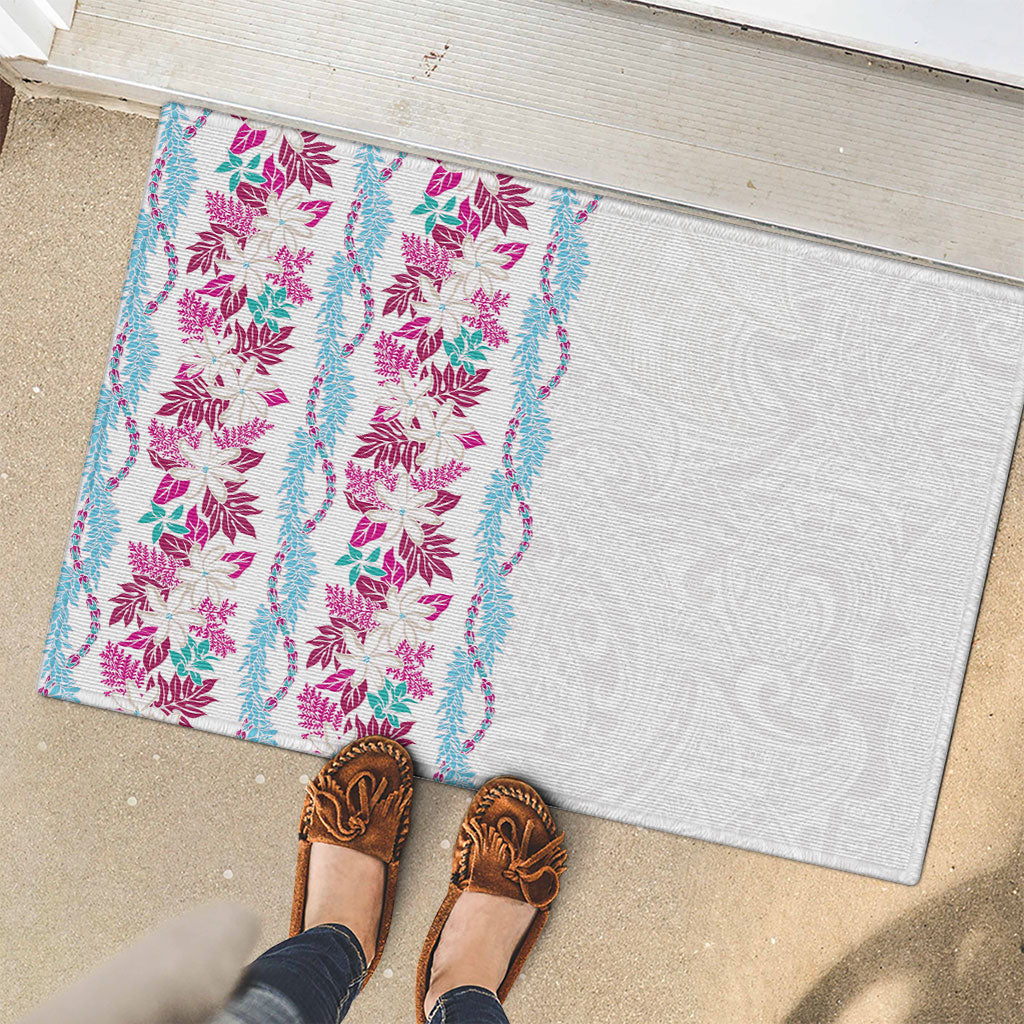 Monstera Tiare Plumeria Rubber Doormat Pink Polynesian Pattern LT01 - Polynesian Pride