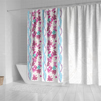 Monstera Tiare Plumeria Shower Curtain Pink Polynesian Pattern LT01 - Polynesian Pride