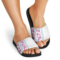 Monstera Tiare Plumeria Slide Sandals Pink Polynesian Pattern LT01 - Polynesian Pride
