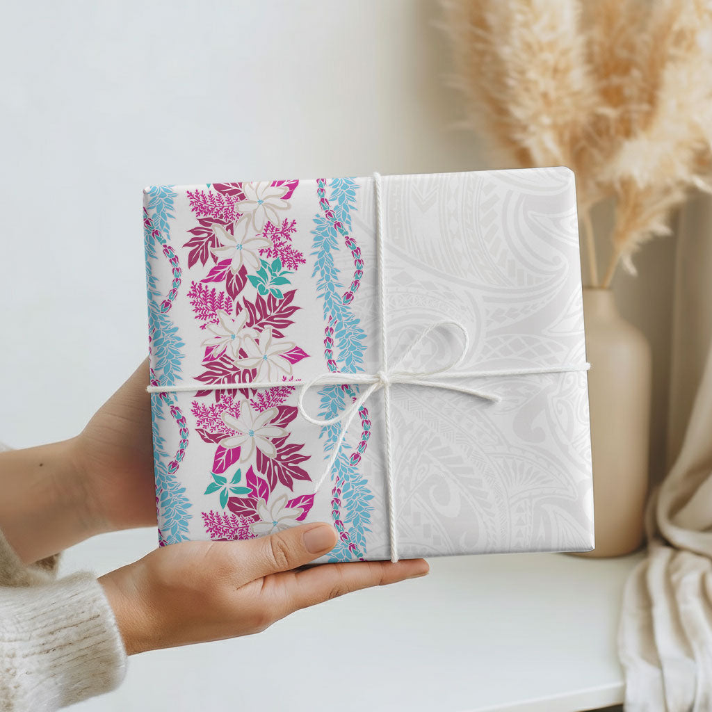 Monstera Tiare Plumeria Wrapping Paper Pink Polynesian Pattern LT01 - Polynesian Pride