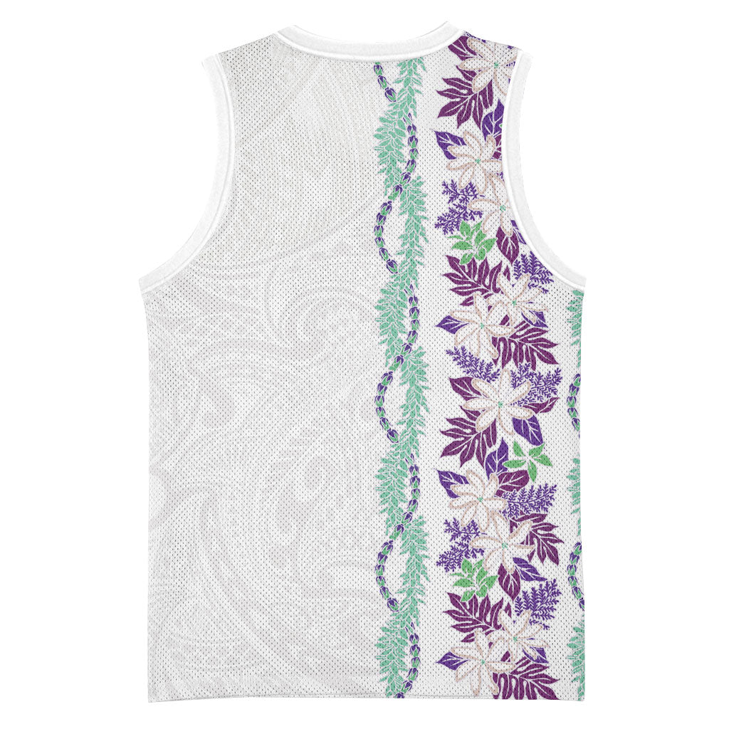 Monstera Tiare Plumeria Basketball Jersey Purple Polynesian Pattern LT01 - Polynesian Pride