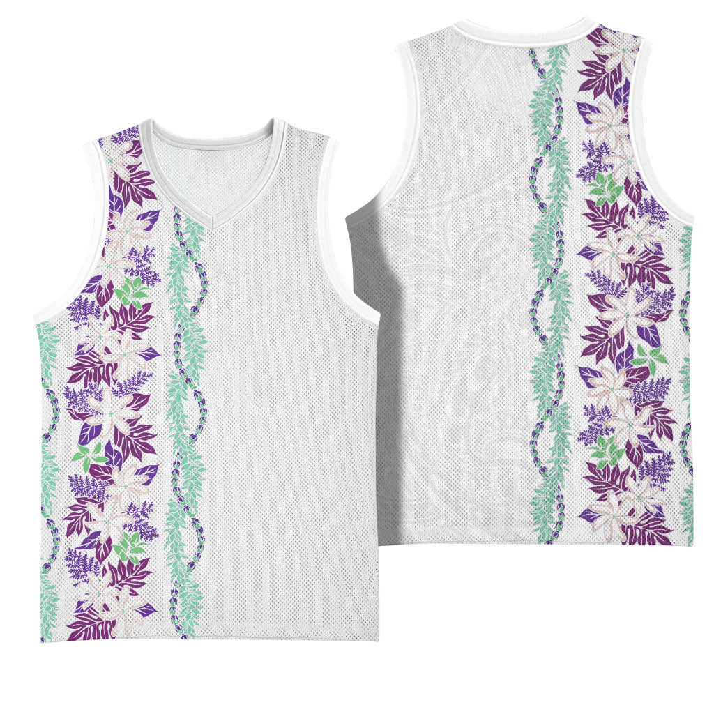 Monstera Tiare Plumeria Basketball Jersey Purple Polynesian Pattern LT01 - Polynesian Pride