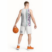Monstera Tiare Plumeria Basketball Jersey Purple Polynesian Pattern LT01 - Polynesian Pride