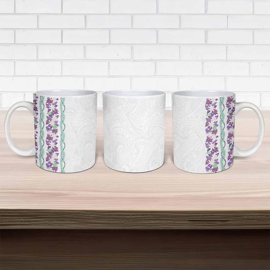 Monstera Tiare Plumeria Ceramic Mug Purple Polynesian Pattern LT01 - Polynesian Pride