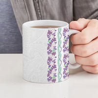 Monstera Tiare Plumeria Ceramic Mug Purple Polynesian Pattern LT01 - Polynesian Pride