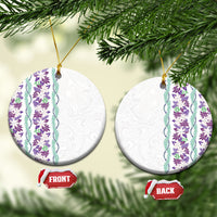 Monstera Tiare Plumeria Ceramic Ornament Purple Polynesian Pattern LT01 Circle Purple - Polynesian Pride