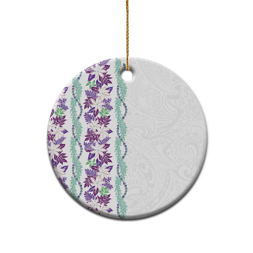 Monstera Tiare Plumeria Ceramic Ornament Purple Polynesian Pattern LT01 - Polynesian Pride