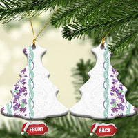 Monstera Tiare Plumeria Ceramic Ornament Purple Polynesian Pattern LT01 Christmas Tree Purple - Polynesian Pride