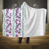 Monstera Tiare Plumeria Hooded Blanket Purple Polynesian Pattern LT01 - Polynesian Pride