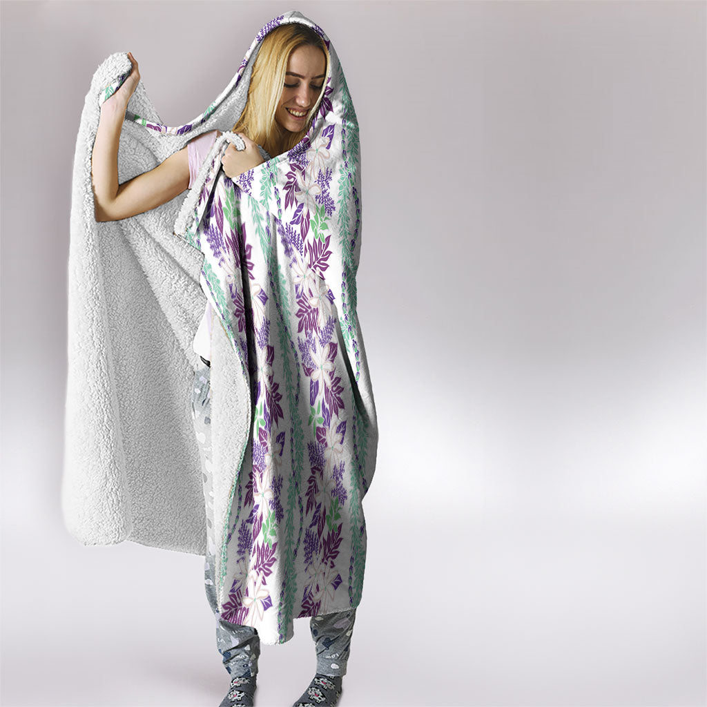 Monstera Tiare Plumeria Hooded Blanket Purple Polynesian Pattern LT01 - Polynesian Pride