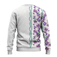 Monstera Tiare Plumeria Ugly Christmas Sweater Purple Polynesian Pattern LT01 - Polynesian Pride