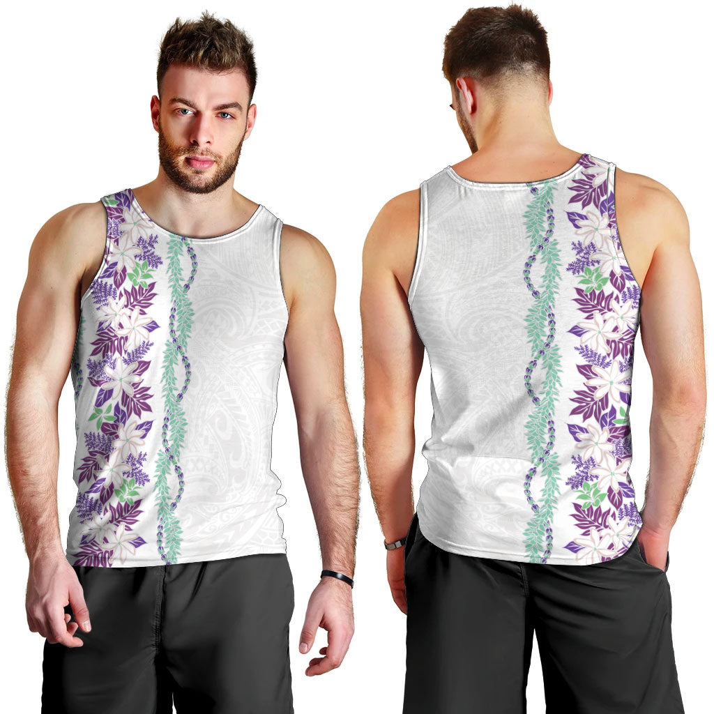 Monstera Tiare Plumeria Men Tank Top Purple Polynesian Pattern LT01 - Polynesian Pride