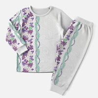 Monstera Tiare Plumeria Christmas Pajama Set Purple Polynesian Pattern LT01 Men Purple - Polynesian Pride