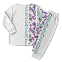 Monstera Tiare Plumeria Christmas Pajama Set Purple Polynesian Pattern LT01 - Polynesian Pride