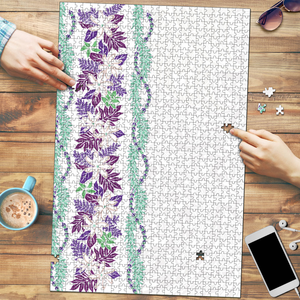 Monstera Tiare Plumeria Puzzle Purple Polynesian Pattern LT01 Purple - Polynesian Pride