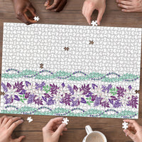 Monstera Tiare Plumeria Puzzle Purple Polynesian Pattern LT01 - Polynesian Pride