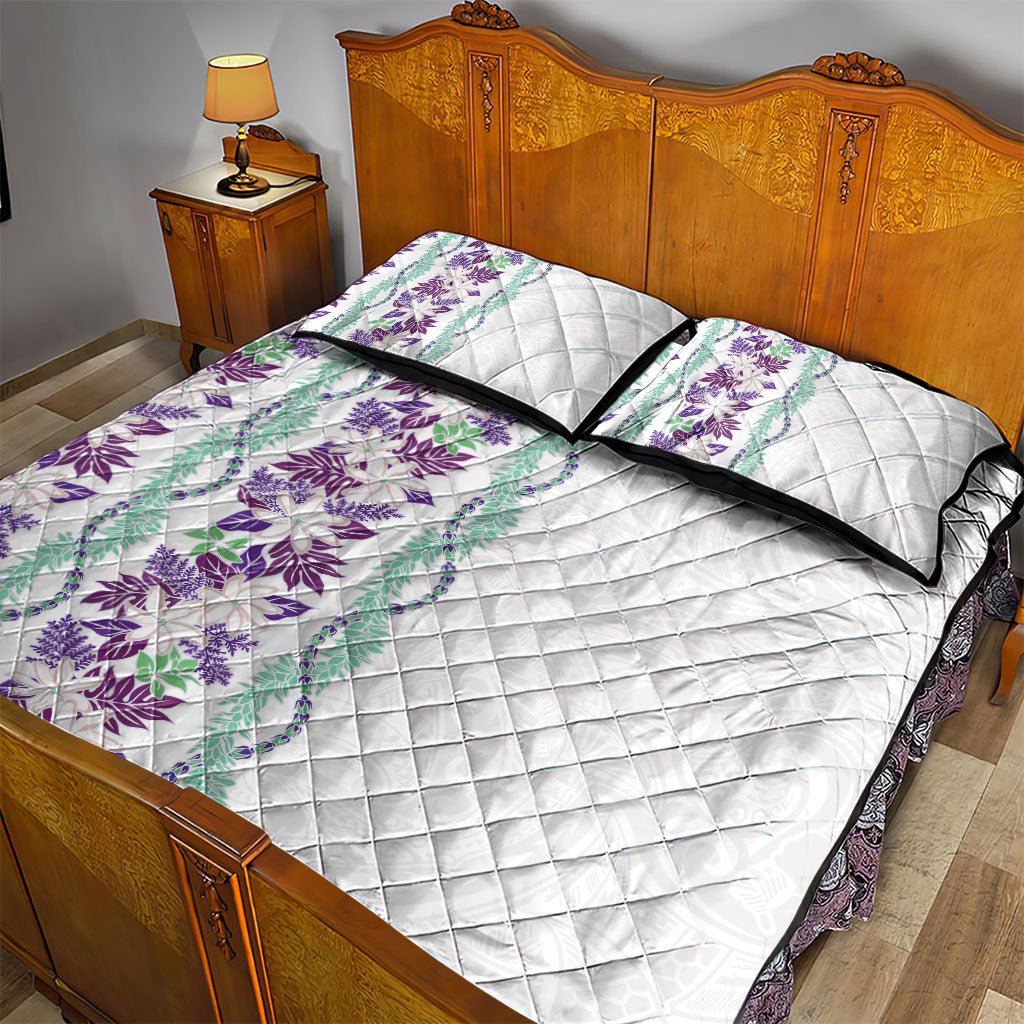 Monstera Tiare Plumeria Quilt Bed Set Purple Polynesian Pattern LT01 - Polynesian Pride