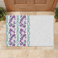 Monstera Tiare Plumeria Rubber Doormat Purple Polynesian Pattern LT01 Purple - Polynesian Pride