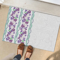 Monstera Tiare Plumeria Rubber Doormat Purple Polynesian Pattern LT01 - Polynesian Pride
