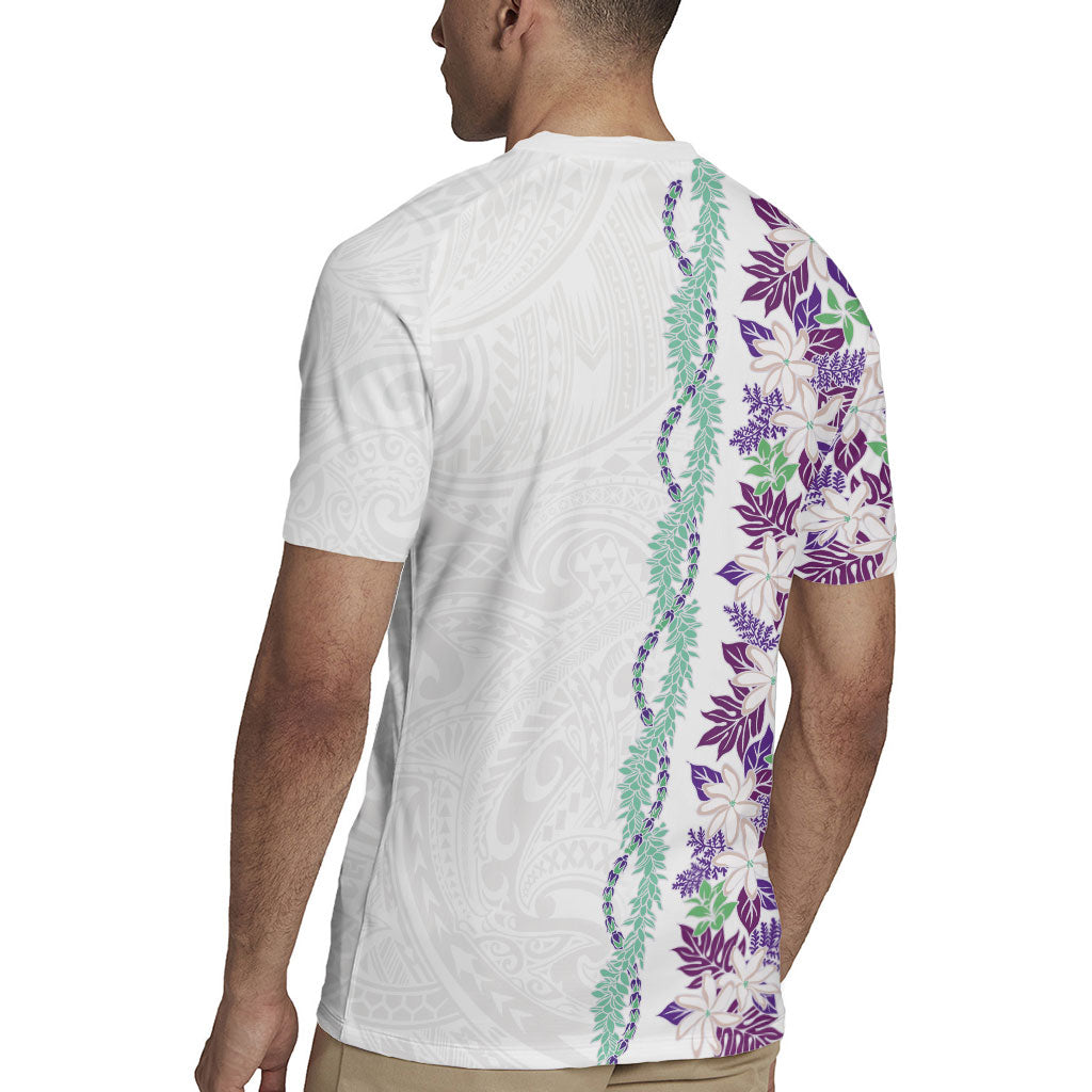 Monstera Tiare Plumeria Rugby Jersey Purple Polynesian Pattern LT01 - Polynesian Pride