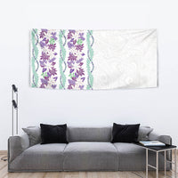 Monstera Tiare Plumeria Tapestry Purple Polynesian Pattern LT01 - Polynesian Pride