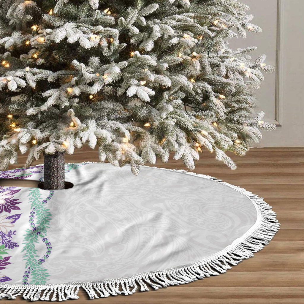 Monstera Tiare Plumeria Tree Skirt Purple Polynesian Pattern LT01 - Polynesian Pride