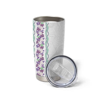 Monstera Tiare Plumeria Tumbler Cup Purple Polynesian Pattern LT01 - Polynesian Pride