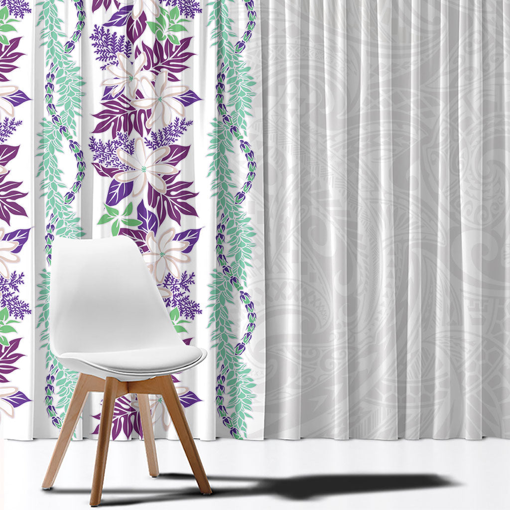 Monstera Tiare Plumeria Window Curtain Purple Polynesian Pattern LT01 - Polynesian Pride
