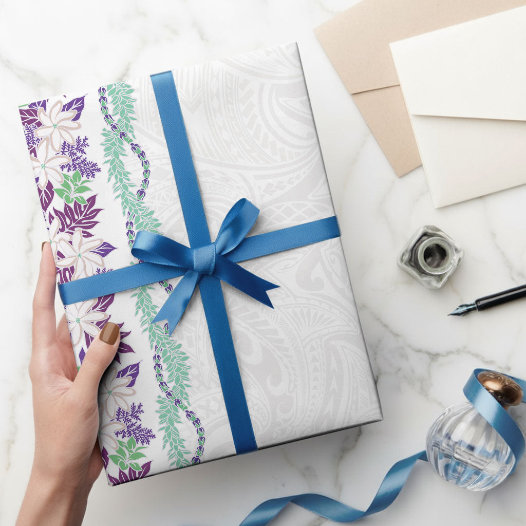 Monstera Tiare Plumeria Wrapping Paper Purple Polynesian Pattern LT01 - Polynesian Pride