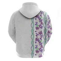 Monstera Tiare Plumeria Zip Hoodie Purple Polynesian Pattern LT01 - Polynesian Pride
