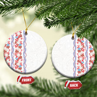 Monstera Tiare Plumeria Ceramic Ornament Red Polynesian Pattern LT01 Circle Red - Polynesian Pride