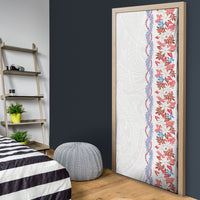 Monstera Tiare Plumeria Door Cover Red Polynesian Pattern LT01 - Polynesian Pride
