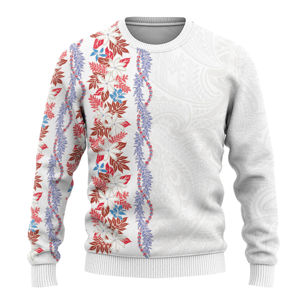Monstera Tiare Plumeria Ugly Christmas Sweater Red Polynesian Pattern LT01 - Polynesian Pride