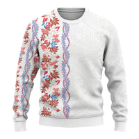 Monstera Tiare Plumeria Ugly Christmas Sweater Red Polynesian Pattern LT01 - Polynesian Pride