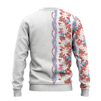 Monstera Tiare Plumeria Ugly Christmas Sweater Red Polynesian Pattern LT01 - Polynesian Pride