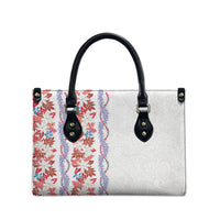 Monstera Tiare Plumeria Leather Bag Red Polynesian Pattern LT01 - Polynesian Pride