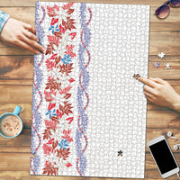 Monstera Tiare Plumeria Puzzle Red Polynesian Pattern LT01 Red - Polynesian Pride