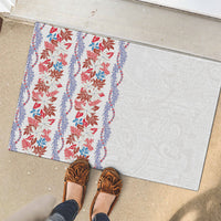 Monstera Tiare Plumeria Rubber Doormat Red Polynesian Pattern LT01 - Polynesian Pride