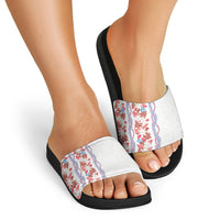 Monstera Tiare Plumeria Slide Sandals Red Polynesian Pattern LT01 - Polynesian Pride