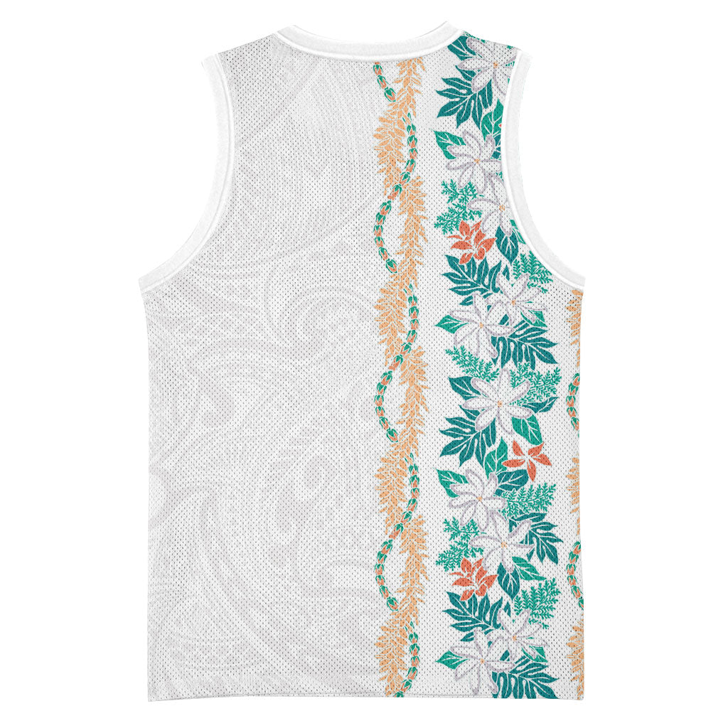 Monstera Tiare Plumeria Basketball Jersey Teal Polynesian Pattern LT01 - Polynesian Pride