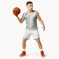 Monstera Tiare Plumeria Basketball Jersey Teal Polynesian Pattern LT01 - Polynesian Pride