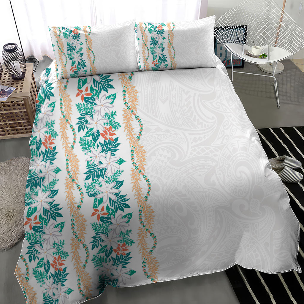 Monstera Tiare Plumeria Bedding Set Teal Polynesian Pattern LT01 - Polynesian Pride